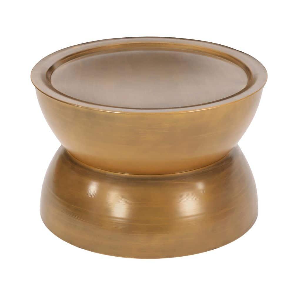 Noble House Manville Metal Hourglass Coffee Table, Brushed Antique Gold