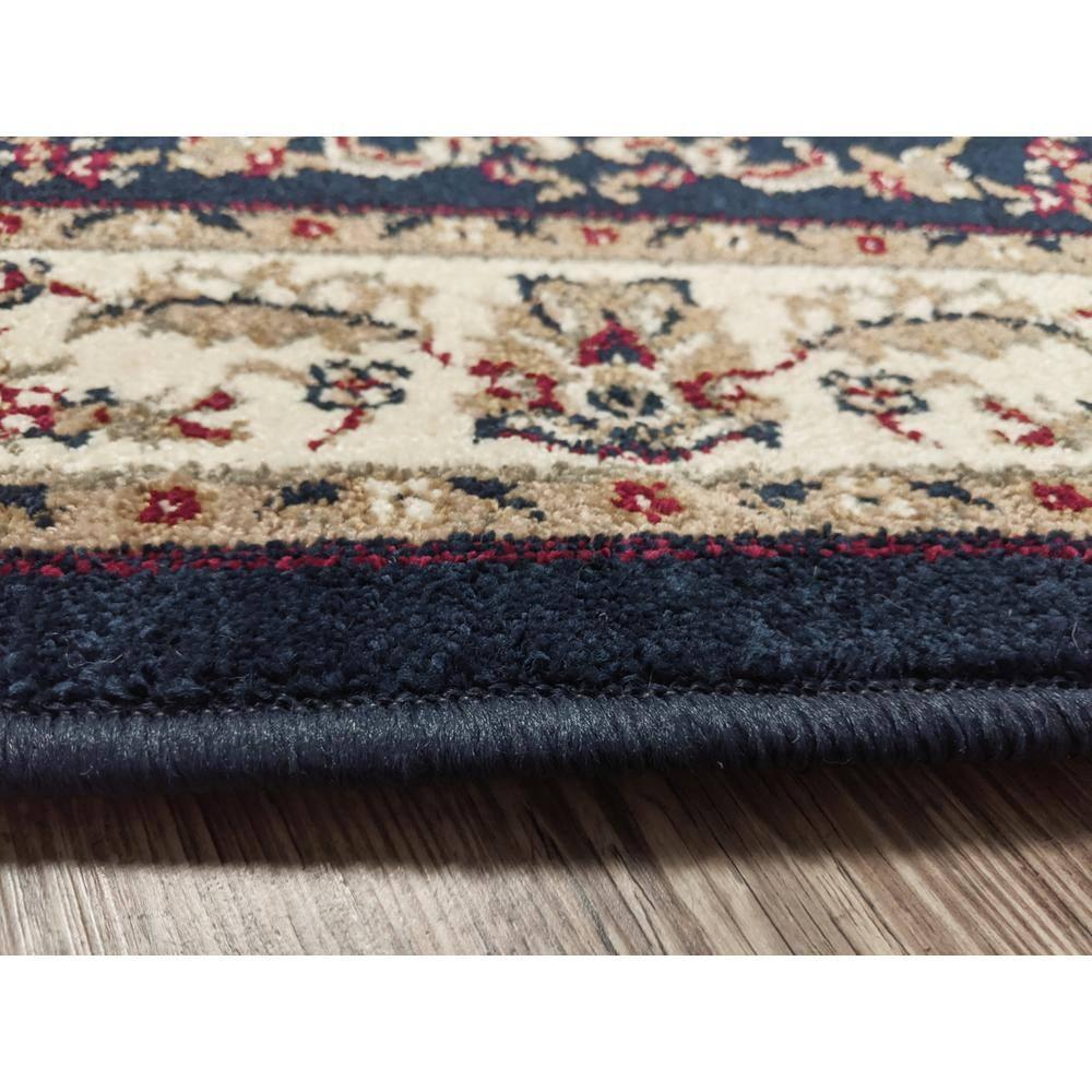 Radici Usa Como Area Rug 1596 Navy Vines Leaves 5' 3" x 5' 3" Round