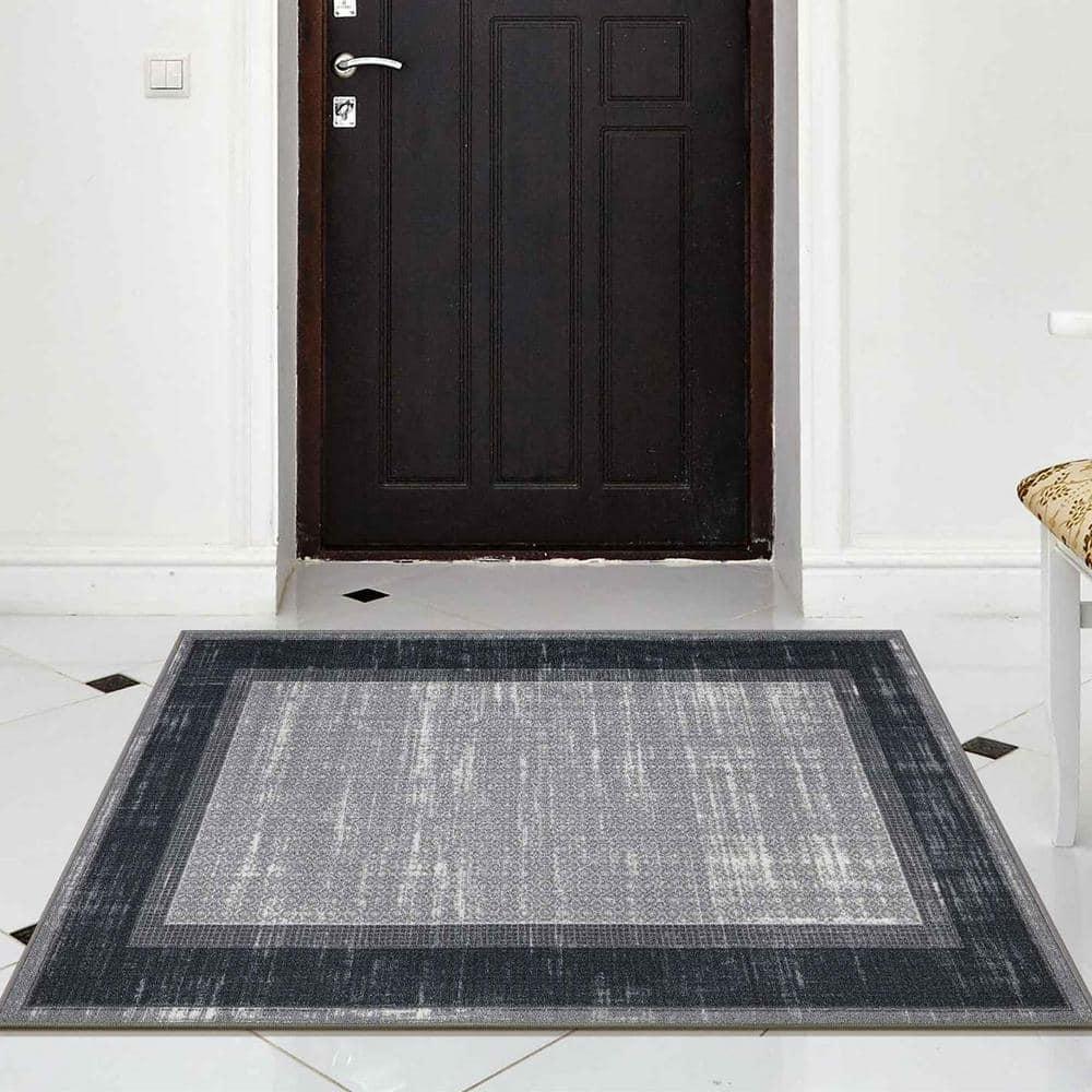 Non-Slip Bordered Area Rug For Living Room, Hallway Runner, Entryway Rug