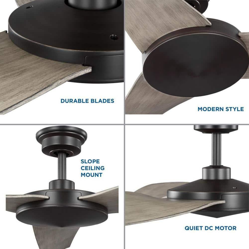 Spicer Collection 54" Three-Blade Antique wood/Antique Bronze Indoor/Outdoor DC Motor Contemporary Ceiling Fan