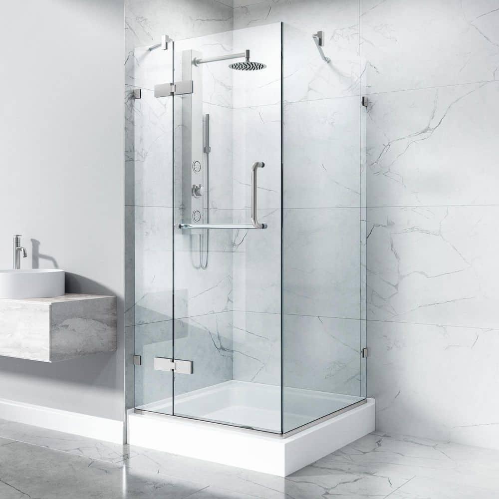 Monteray 36" W x 36" D x 79" H Hinged Frameless Shower Enclosure with 3/8Clear Glass&Base