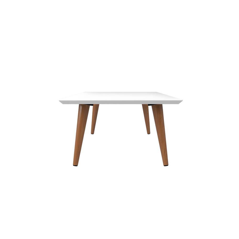 11.81" Utopia High Gloss White Coffee Table with Splayed Legs - Manhattan Comfort: Mid-Century Modern Design