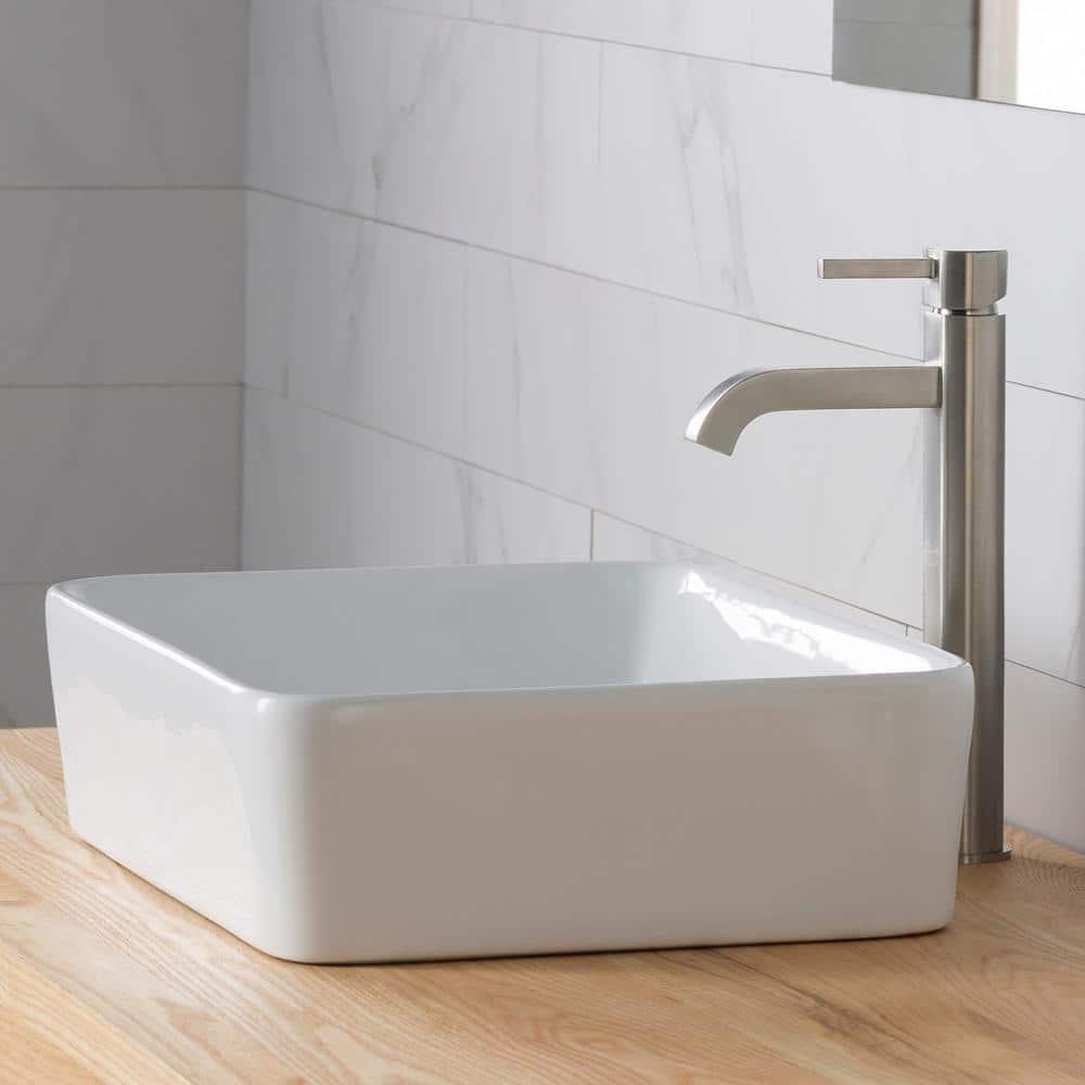 Ceramic Ceramic Rectangular Vessel Bathroom Sink