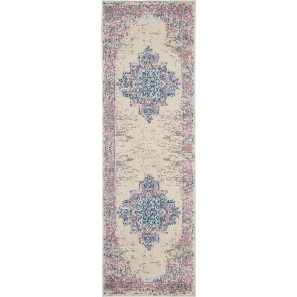 Nourison Grafix GRF14 Ivory/Pink Area Rug 2'3" x 7'6"