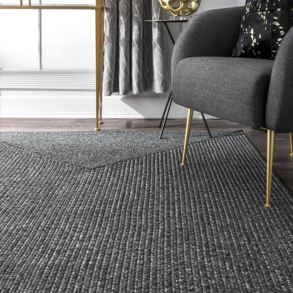 nuLOOM Wynn Braided Indoor/Outdoor Area Rug, Oval 4' x 6', Charcoal