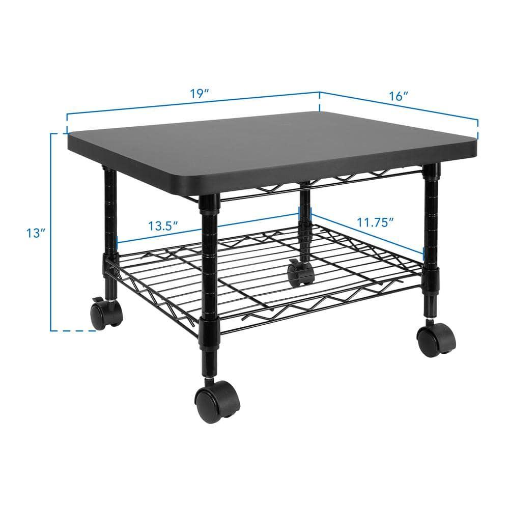 Mount-It! Under Desk Printer Stand with Wheels & Storage Shelf for Office and Home Use, 2 Tiers