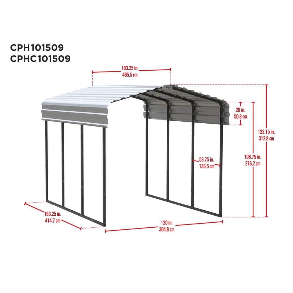 Arrow Arrow Galvanized Steel Carport, 10x15x9