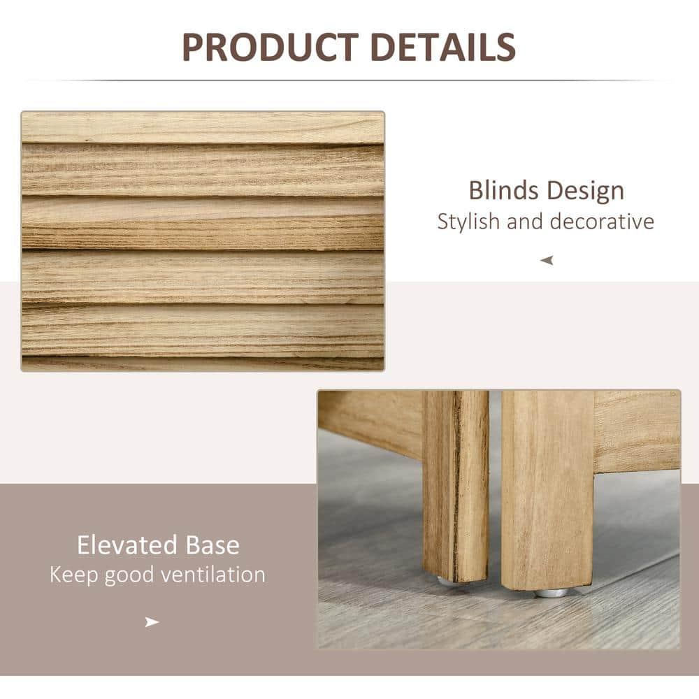 HOMCOM 4-Panel Folding Room Divider, 5.6 Ft Freestanding Paulownia Wood Privacy Screen Panel with Storage Shelves for Bedroom or Office, Natural