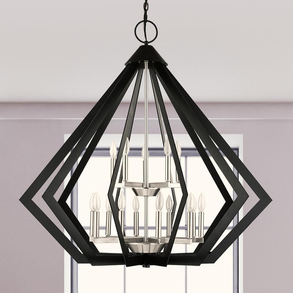 Dorrance 15-Light Black Diamond Foyer Chandelier