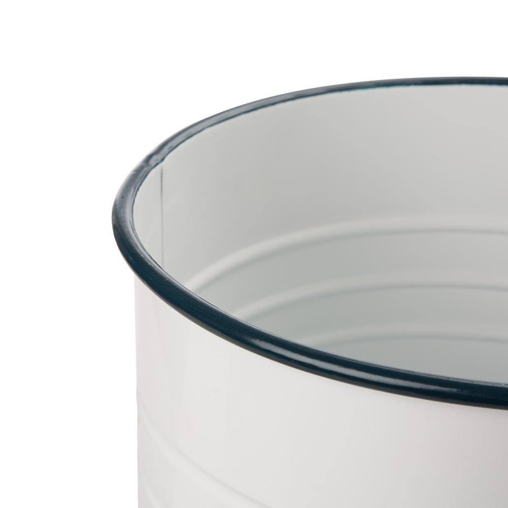 White Metal and Wood Farmhouse Storage Accent Stools, Set of 2