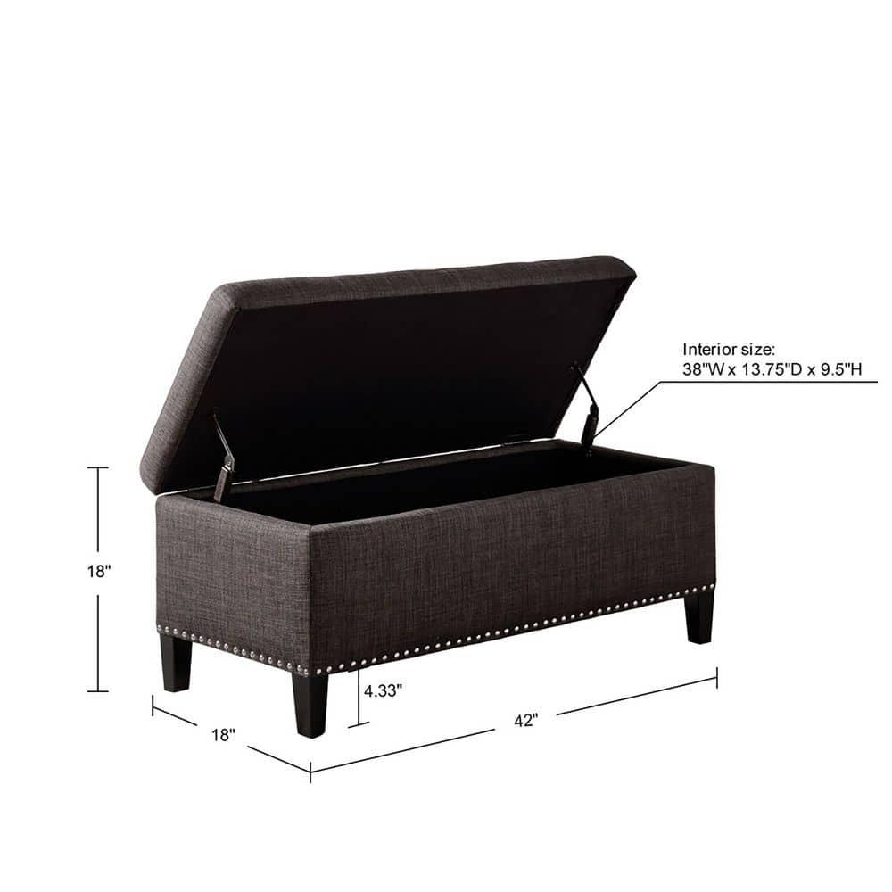 Wildon Home® Dark Gray Solid + Manufactured wood + 100% Polyester Bench