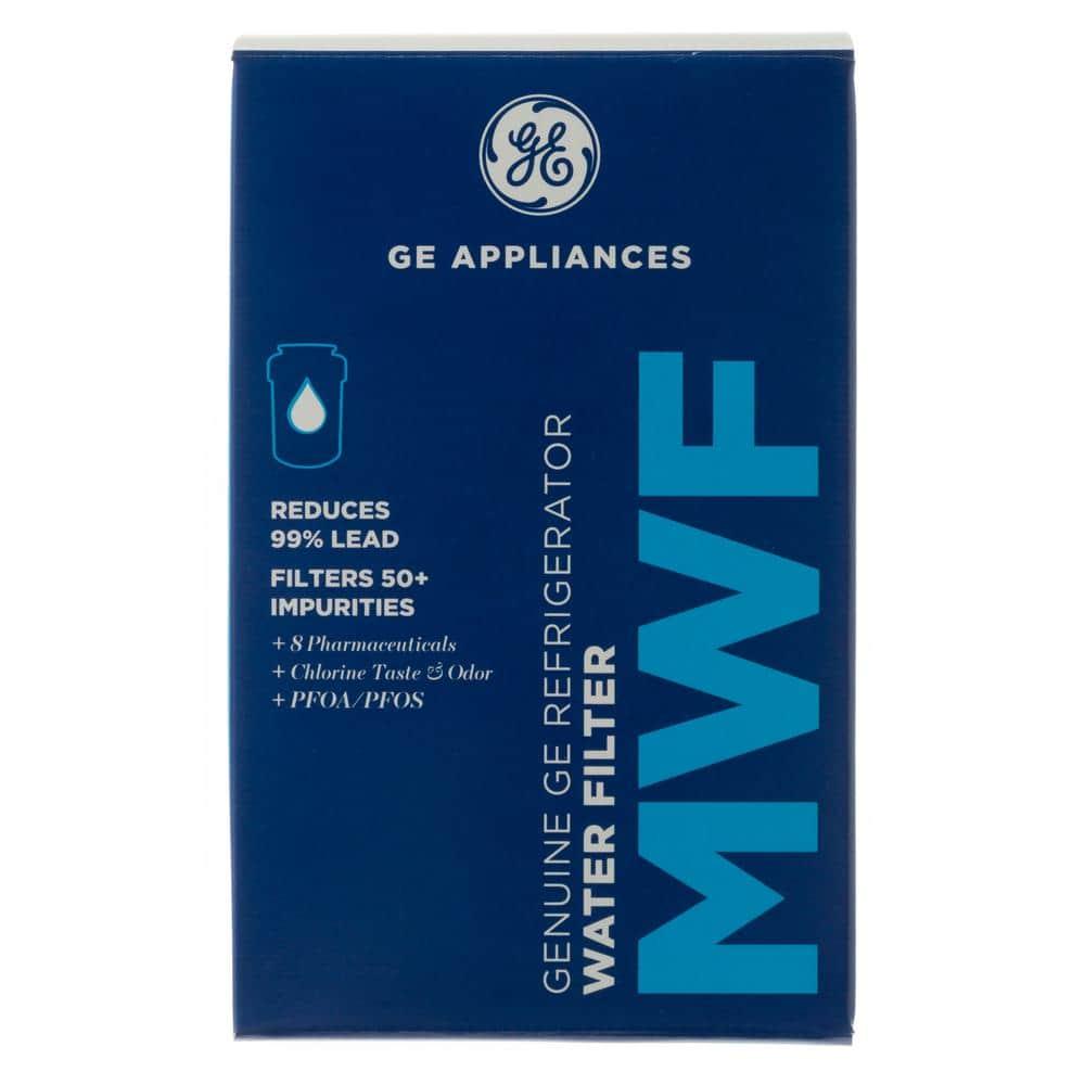 GE Appliances MWF Replacement Refrigerator Water Filter: Filters Lead, Asbestos, Chlorine, Pesticides, 1-Year Warranty
