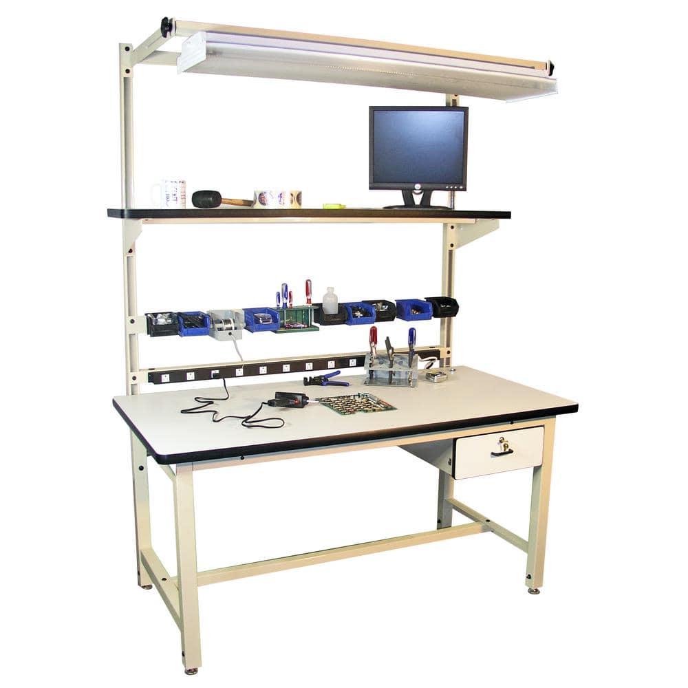 Global Industrial B2334702 72 x 30 in. ESD Laminate Top Bench-In-A-Box Standard Workbench, Beige