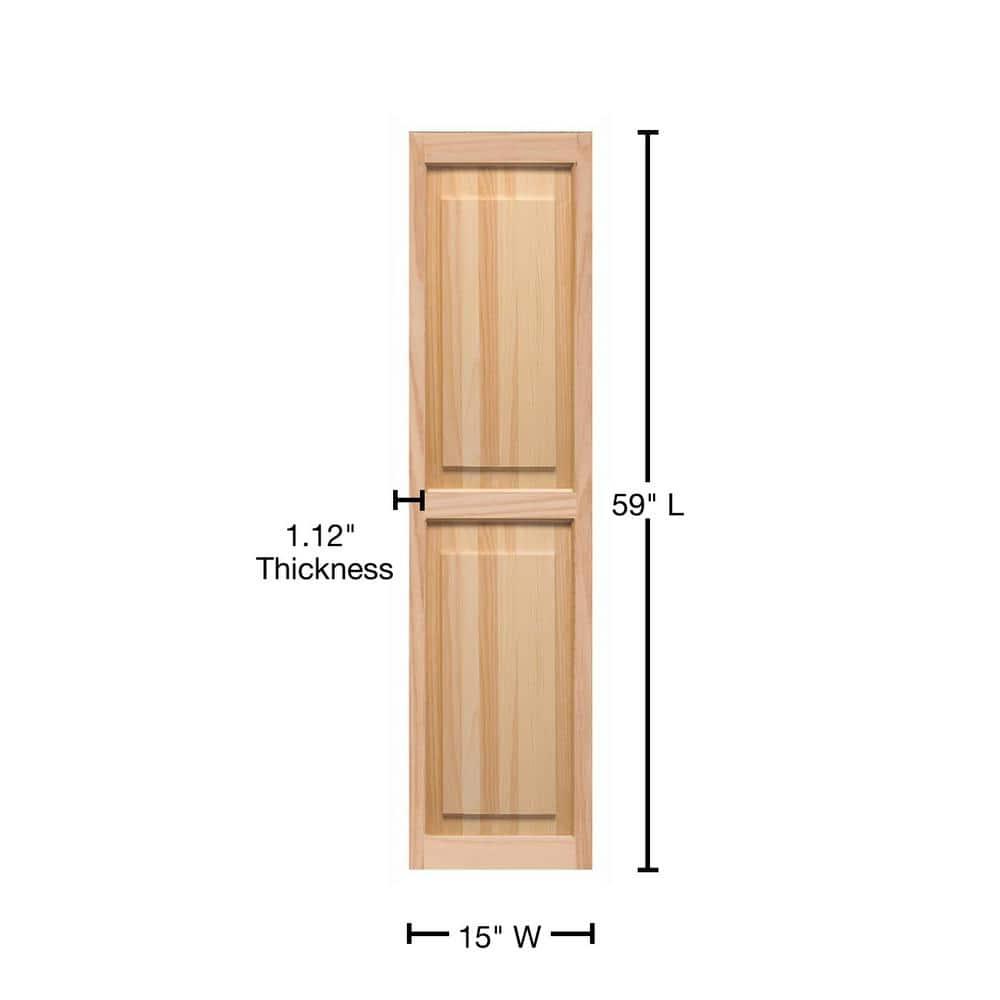 LTL Home Products Pinecroft Raised Panel Wood Exterior Shutters (Set of 2)