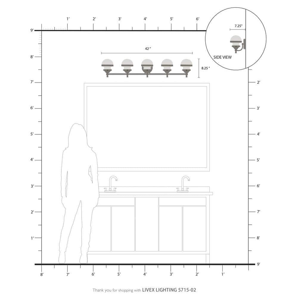 Livex Lighting Oldwick 5 - Light Vanity in  Polished Brass