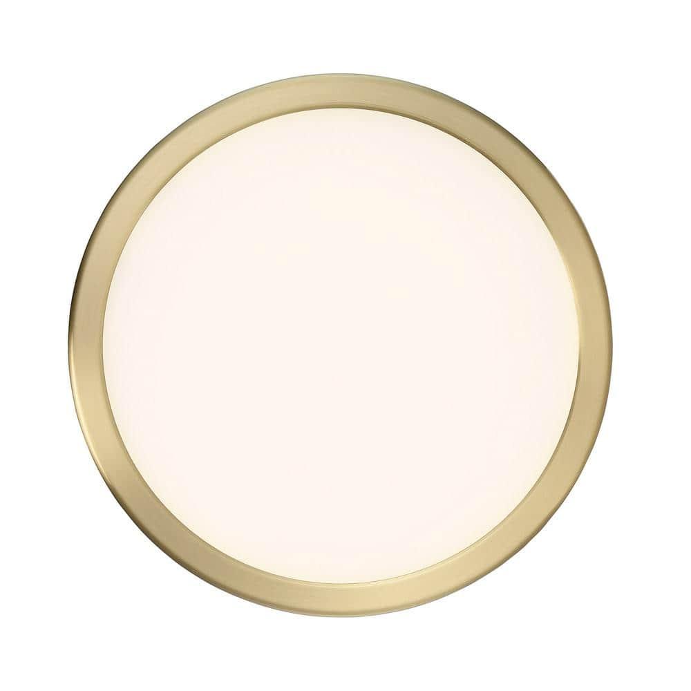 Sleek Modern Brass and Glass LED Flush Mount Light, Energy Star Rated