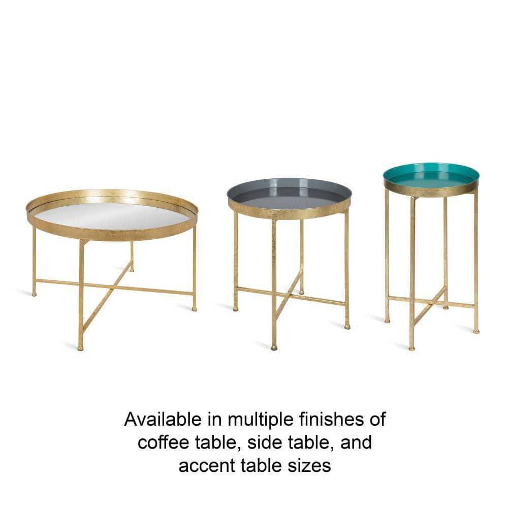 Kate and Laurel Celia Round Metal Coffee Table, 28.25x28.25x19, Navy Blue and Gold