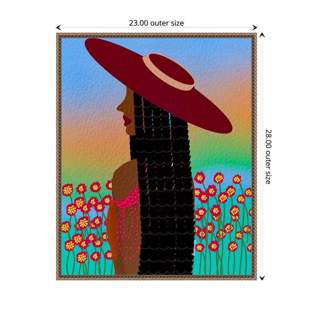 Amanti Art 23"x28" Lola Lady by Lorintheory Framed Canvas Wall Art Print Bronze : Modern Style, Polystyrene Frame, Lithograph Medium