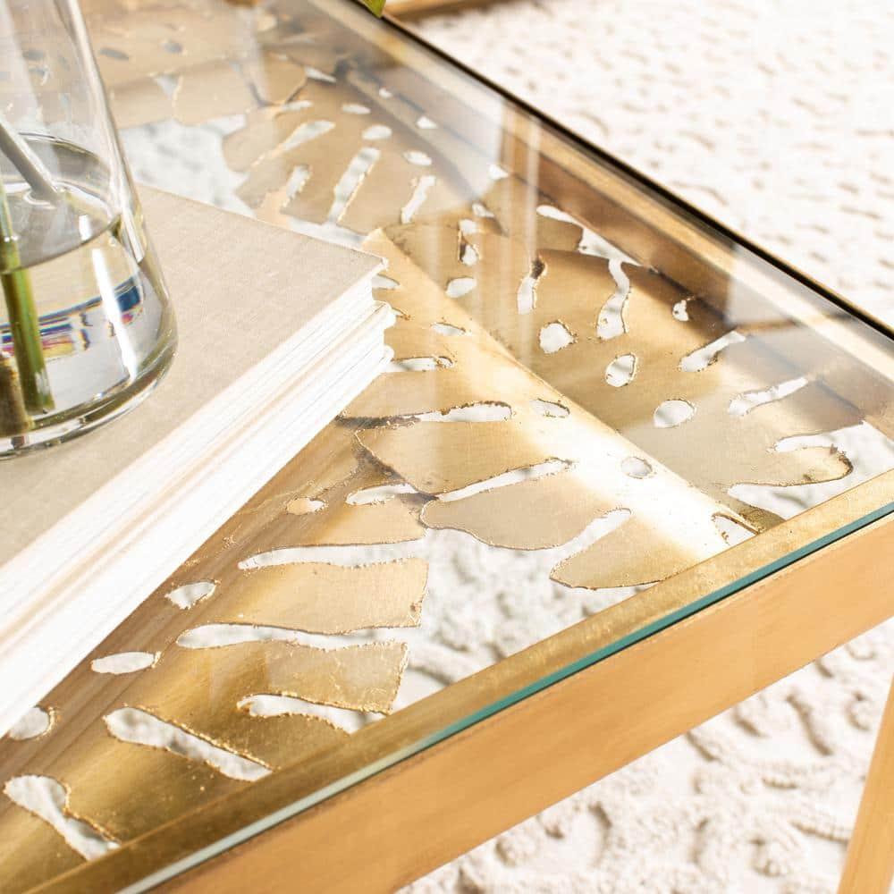 Leilani Palm Leaf Coffee Table - Gold Leaf/Glass - Safavieh