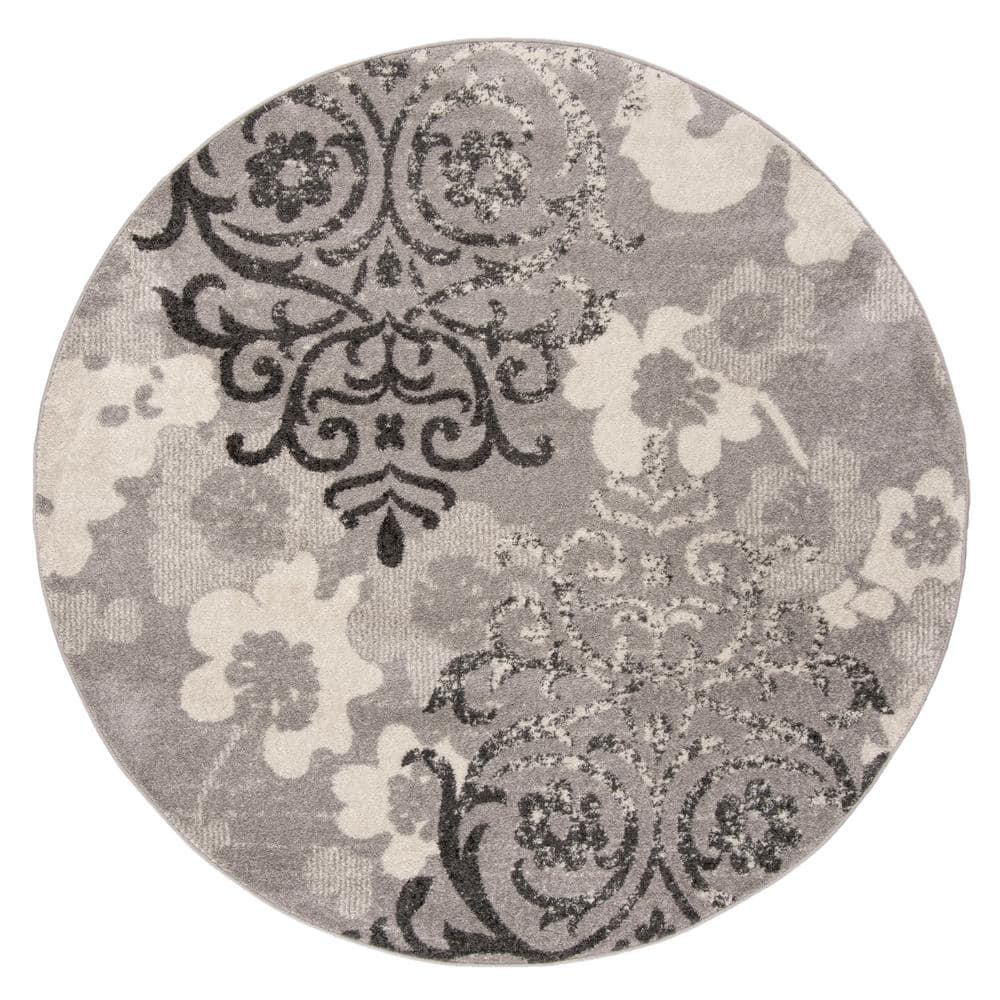 Adirondack ADR114 Machine Made Indoor Area Rug - Silver/Ivory - 8' Round - Safavieh