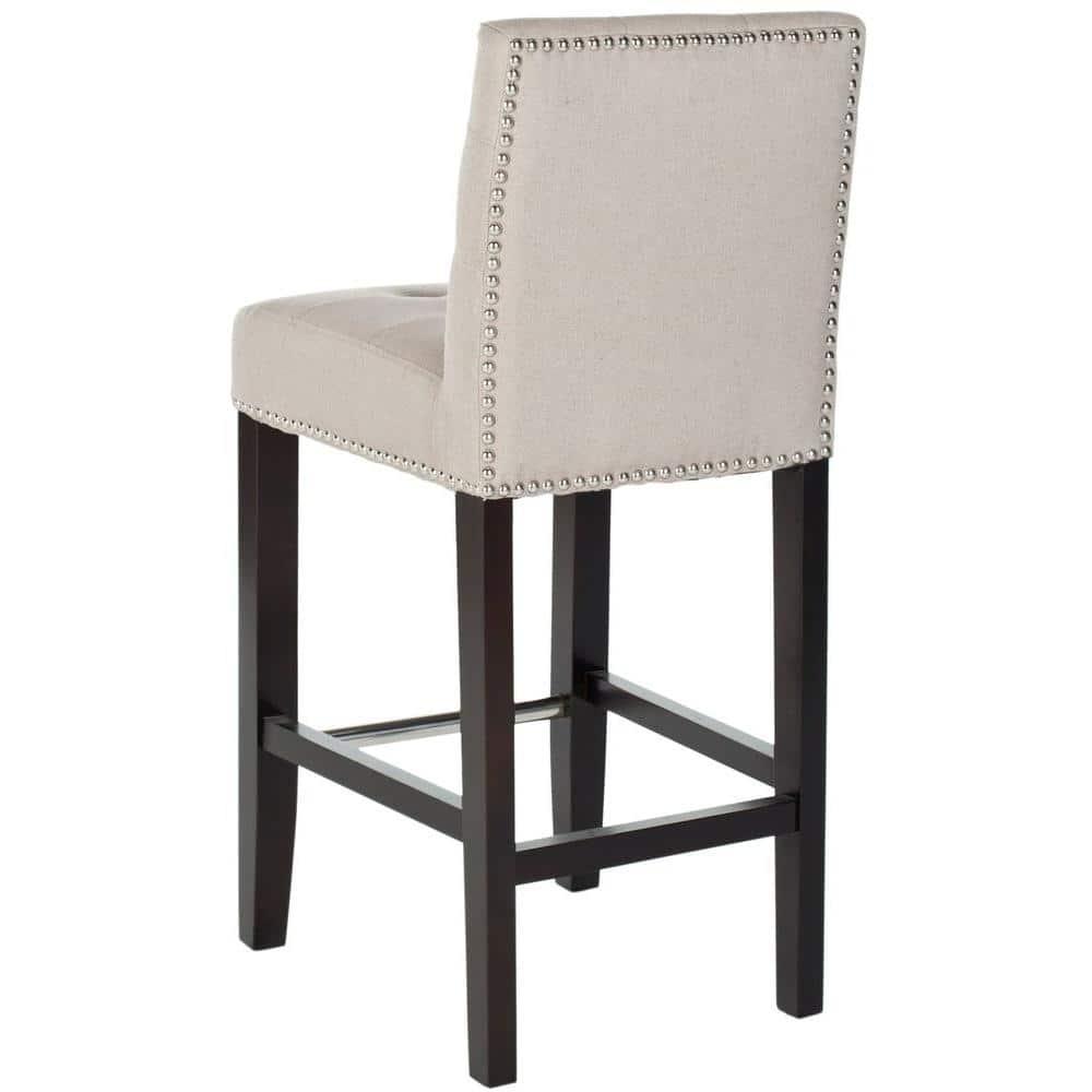Thompson 23.9" Linen Counter Stool W/ Silver Nailheads - Taupe - Safavieh