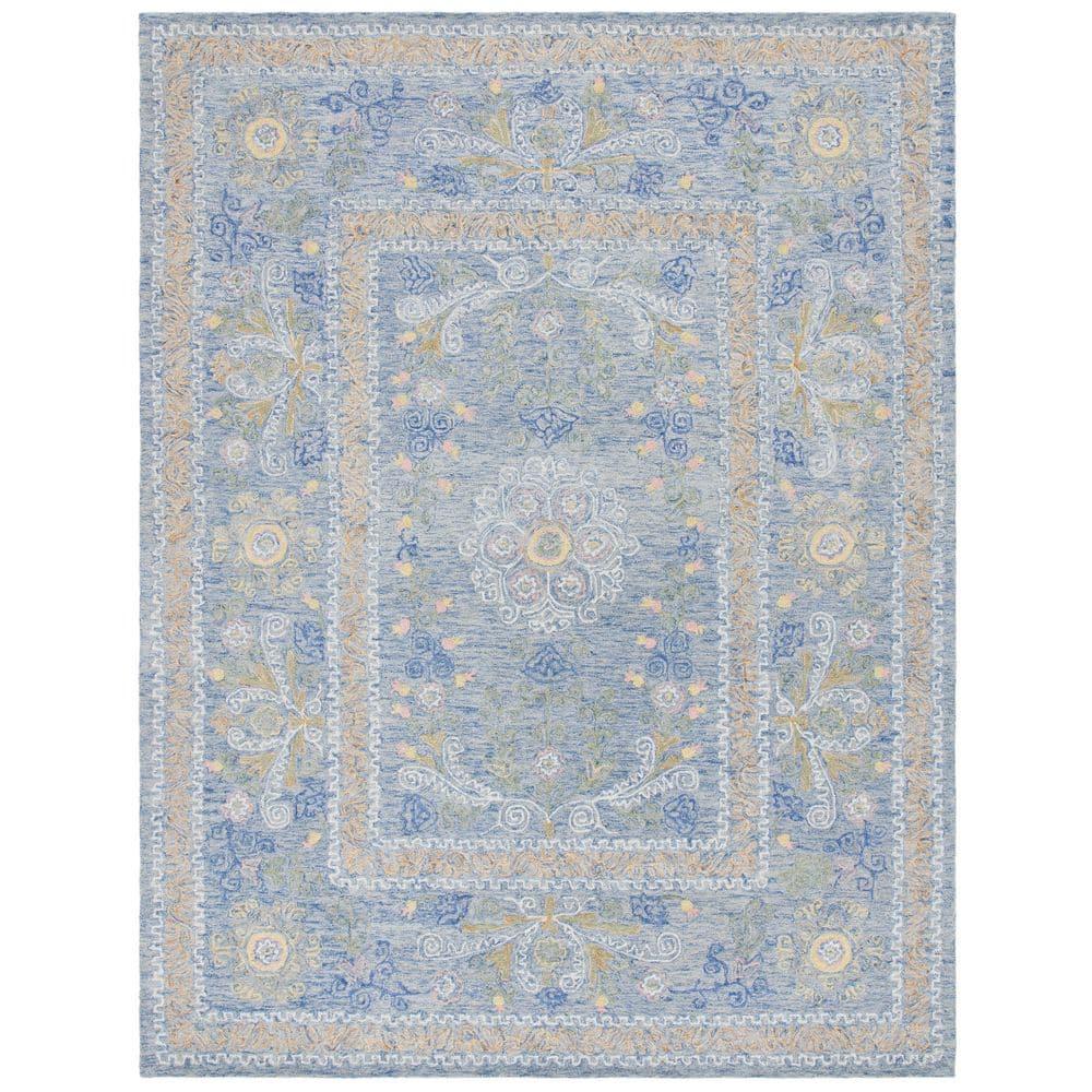 Handmade Blue Wool 9' x 12' Tufted Area Rug