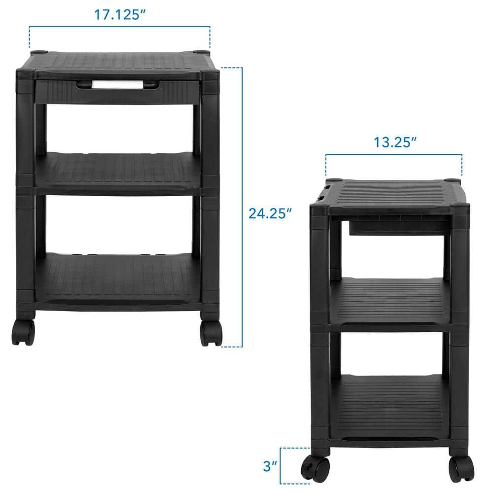 Mount-It! Adjustable Mobile Printer Stand with Drawer, 4 Swivel Wheels and Cable Management