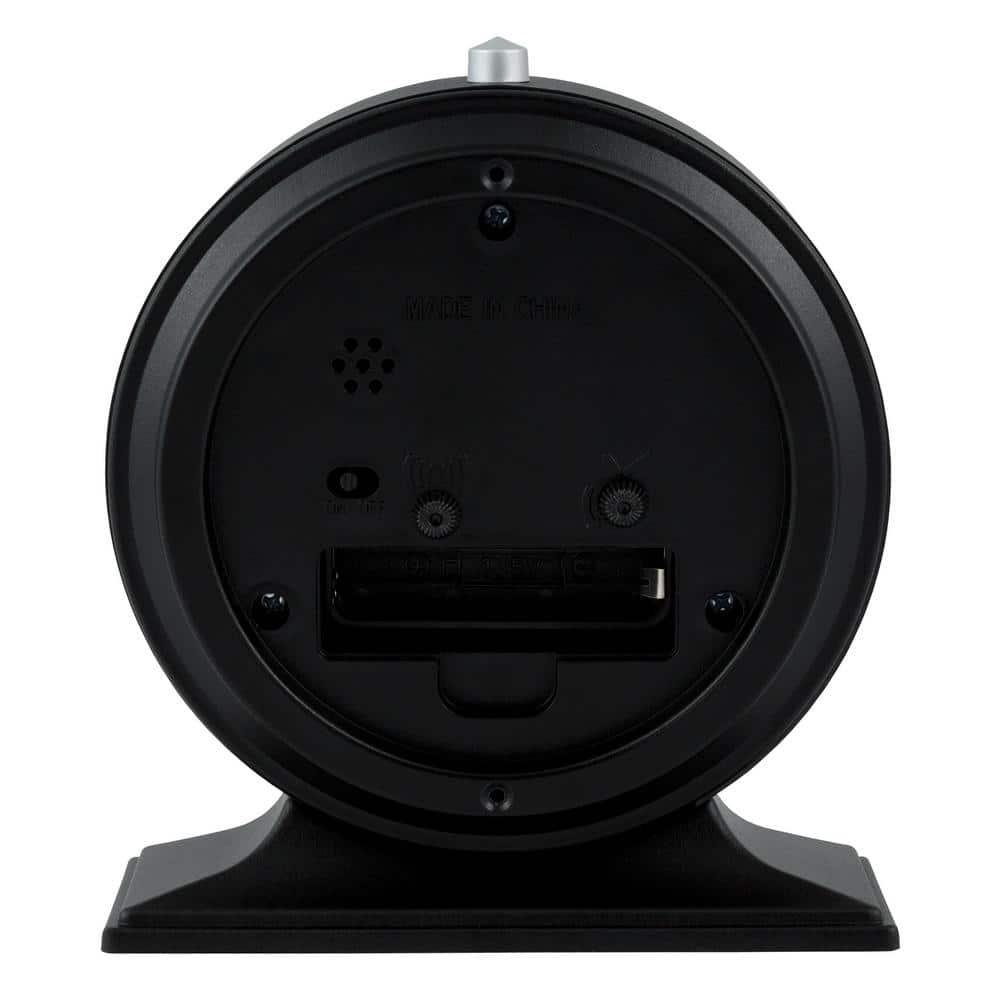 Symple Stuff Traditional Analog Quartz Movement / Crystal Tabletop Clock with Alarm in Black