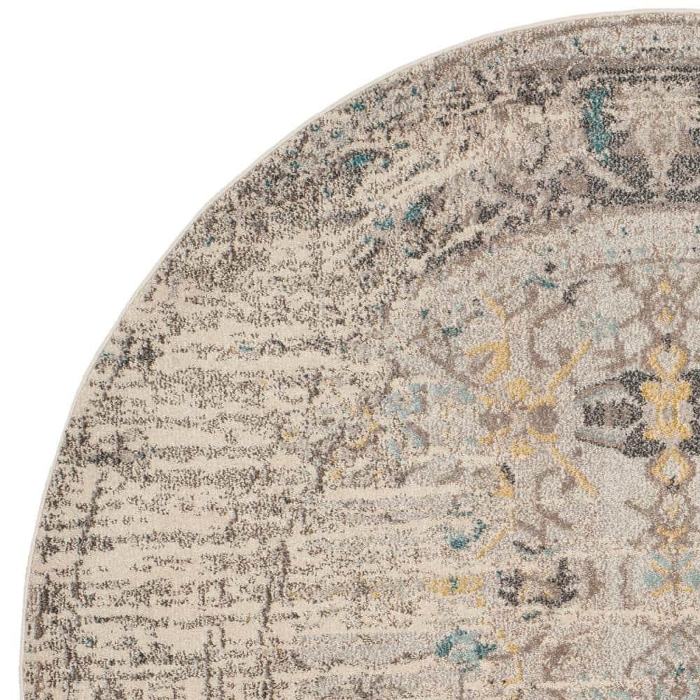 Monaco MNC209 Power Loomed Indoor Area Rug - Grey/Multi - 9' Round - Safavieh.