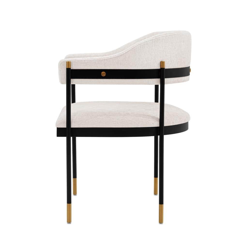 Lia Modern Boucle Upholstered Dining Armchair Cream - Manhattan Comfort