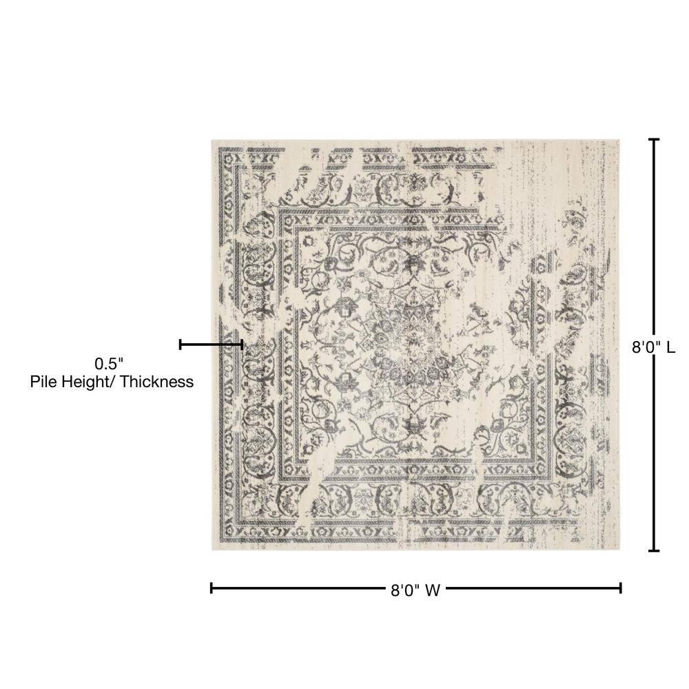 Adirondack ADR101 Power Loomed Area Rug - Ivory/Silver - 8'x8' - Safavieh.