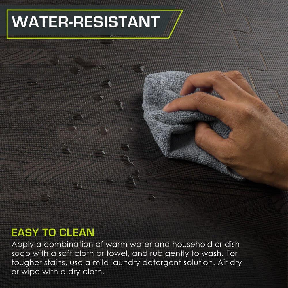 ProsourceFit Wood Grain Puzzle Mat 1/2-in, Carbon Black, 24 Sq Ft - 6 Tiles