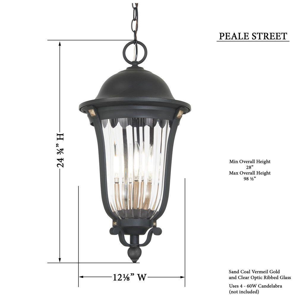 Minka Lavery Peale Street 24 3/4"H Arena Carbón y Vermeil Oro Luz Colgante para Exteriores
