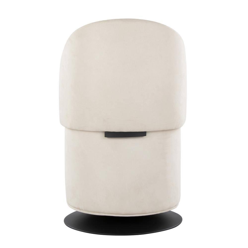 Finch Swivel Accent Chair Black/Cream - LumiSource: Adjustable Backrest, Metal Frame, Polyester Upholstery