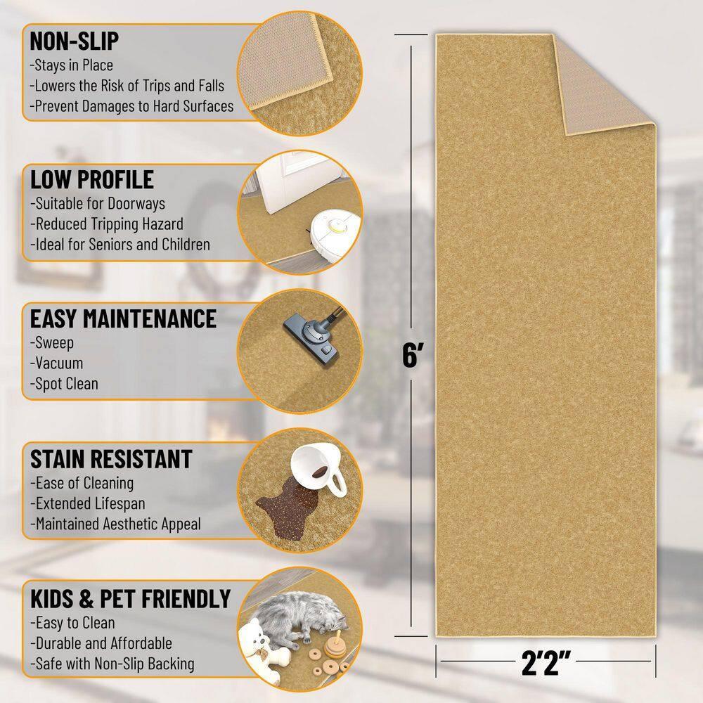 Ottomanson Ottohome Non-Slip Solid Area Rug For Living Room, Hallway Runner, Entryway Rug