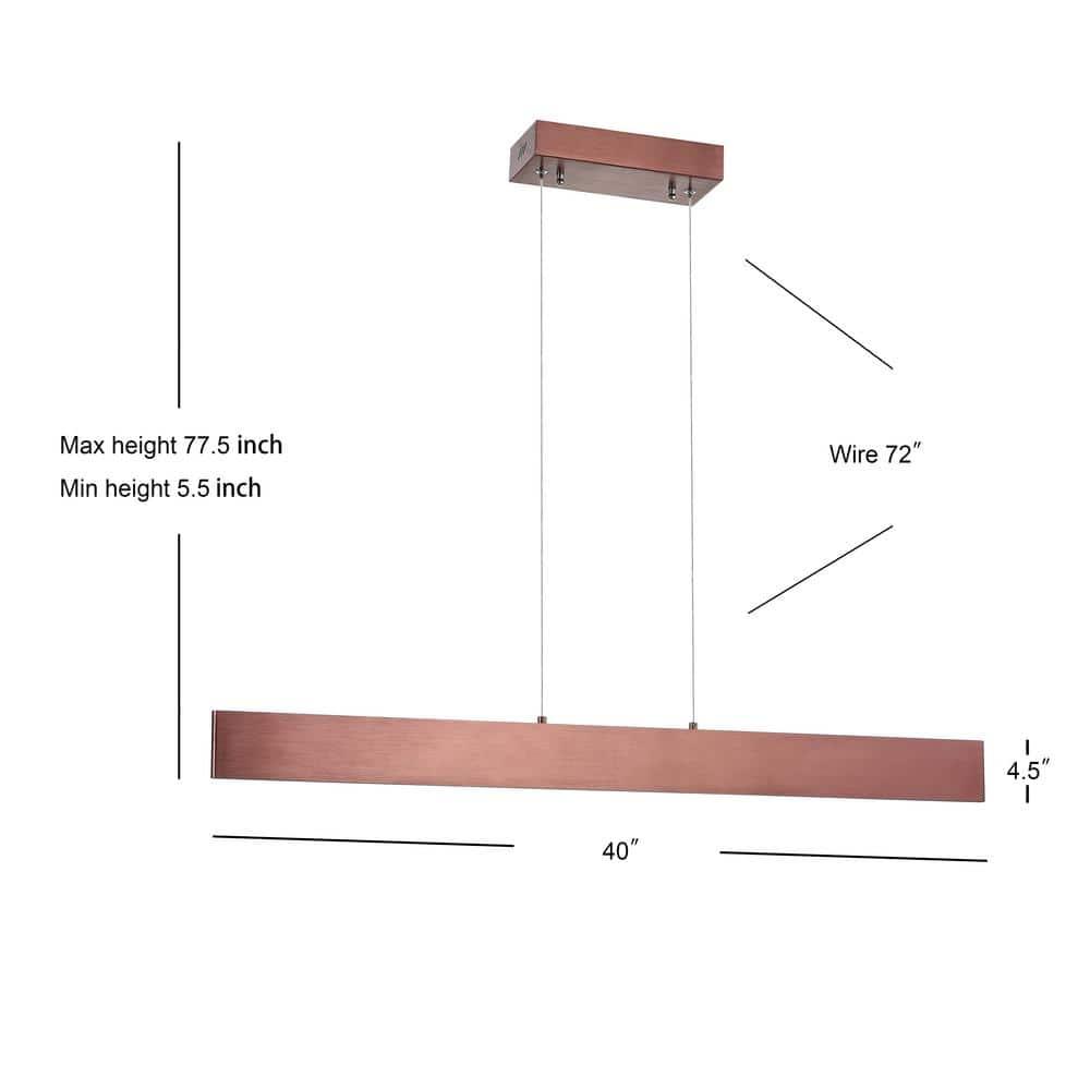 Draper 40" Dimmable Adjustable Integrated LED Metal Linear Pendant, Anodized Bronze