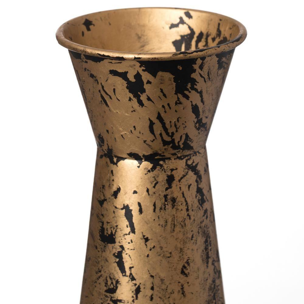 Brushed Paint Unique Straight Design Metal Decorative Floor Vase Flower Holder for Entryway, Living Room, or Dining