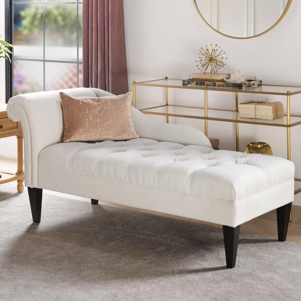 Harrison Tufted Roll Arm Chaise Lounge Antique White