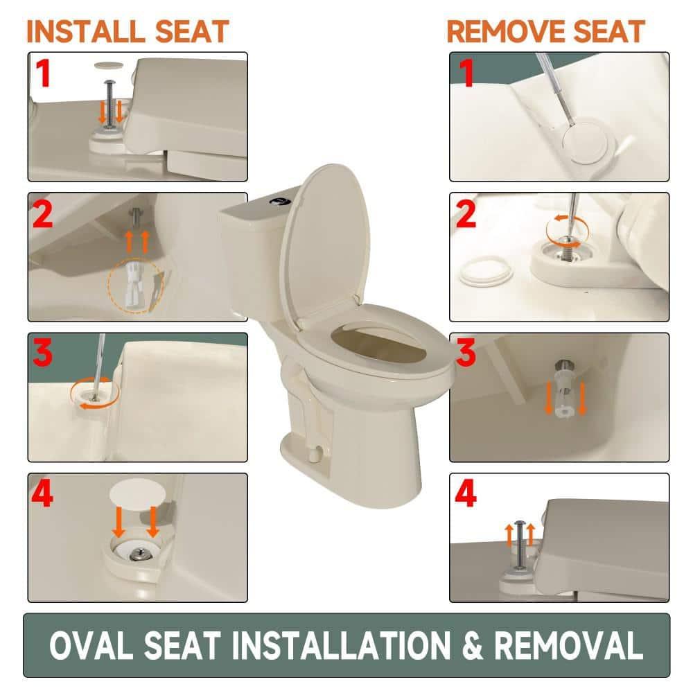 Extra Tall Toilet 21 in. 1.1/1.6 GPF Dual Flush Elongated Tall 2-Piece Toilet in Bone with Quiet-Close Seat for Seniors