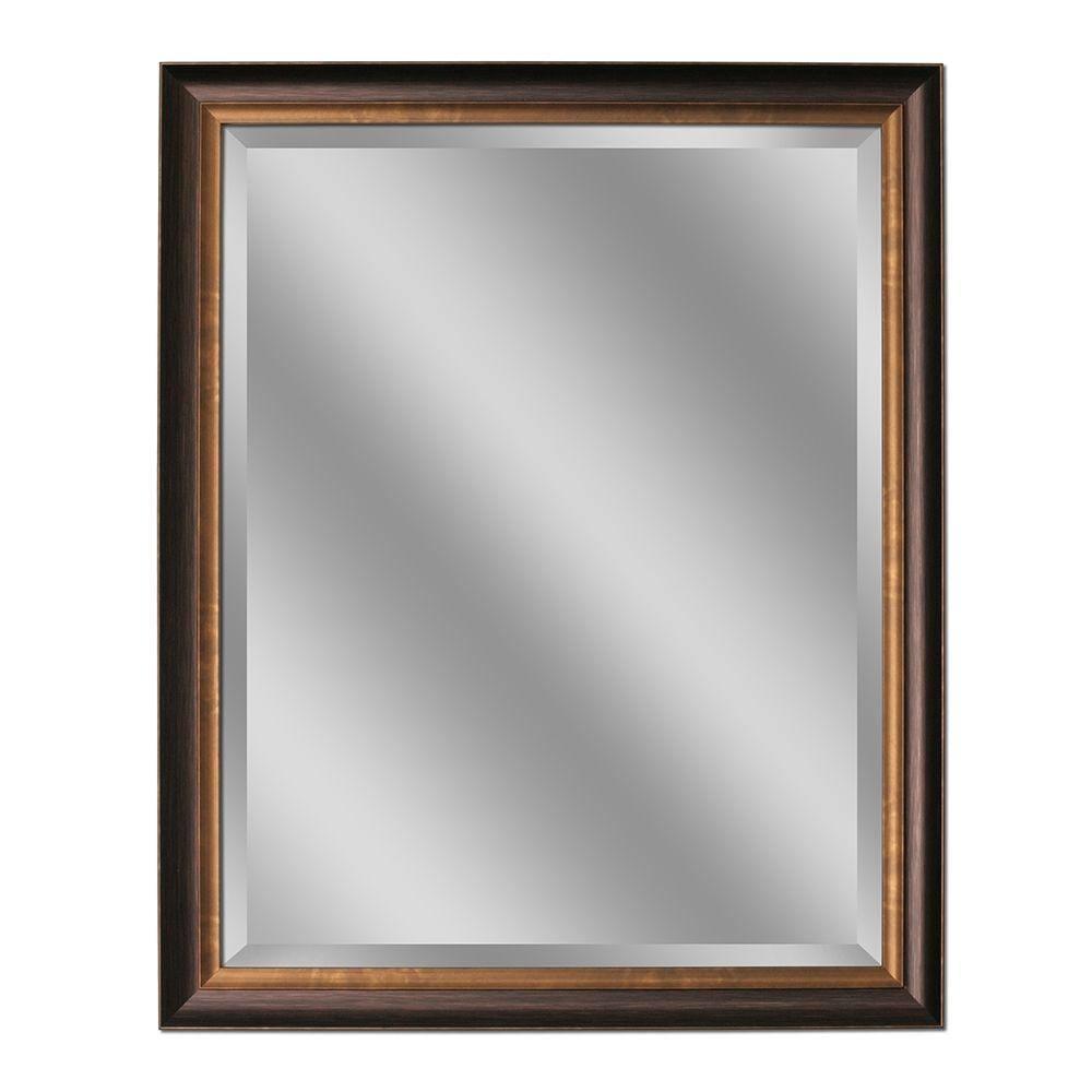 Head West Bronze & Copper Oil-Rubbed Framed Rectangle Wall Mirror with 4 D-Ring Hangers - 28" x 40"