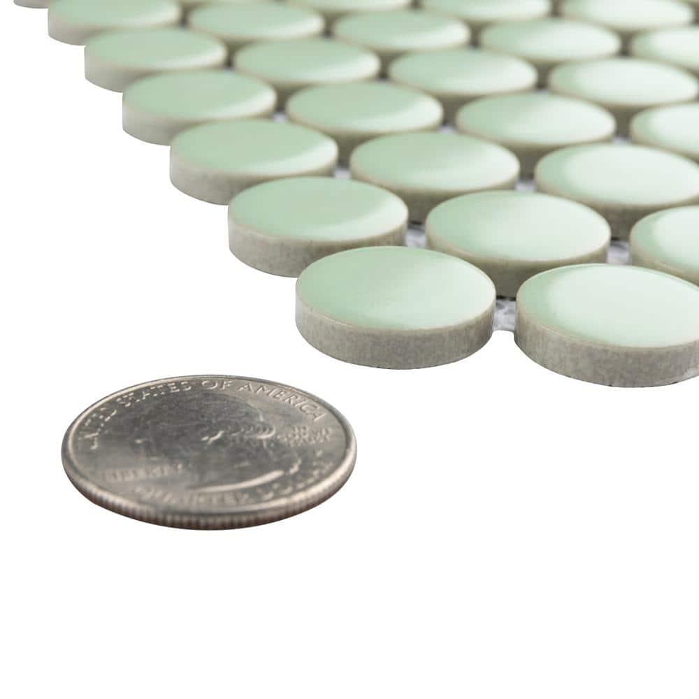 Metro Penny Matte Light Green Porcelain Mosaic Tile