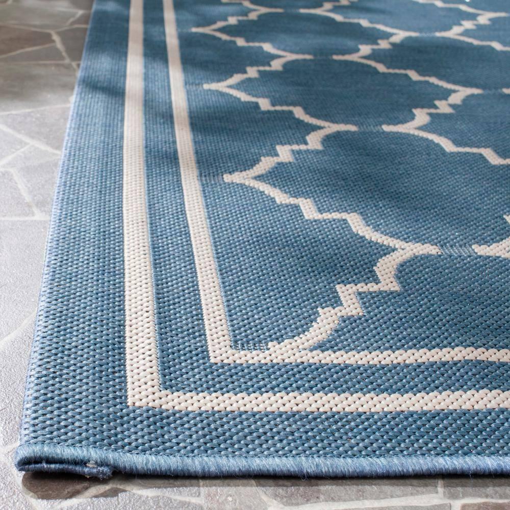 Courtyard CY6889 Power Loomed Indoor and Outdoor Area Rug - Blue/Beige - 5'3"x7'7" - Safavieh