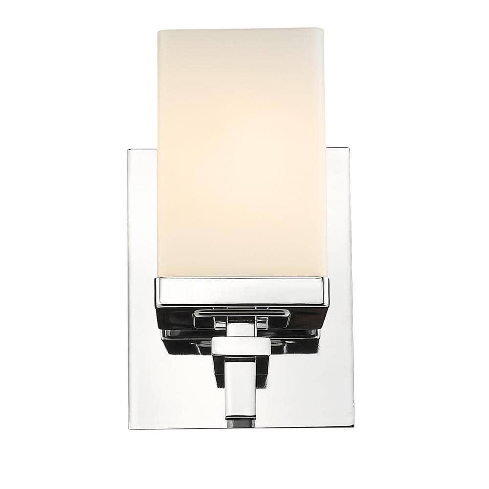 Golden Lighting Maddox 1-Light Wall Sconce in Chrome with Opal