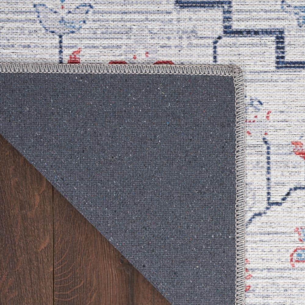 Bungalow Rose Oriental Machine Washable Area Rug in Gray