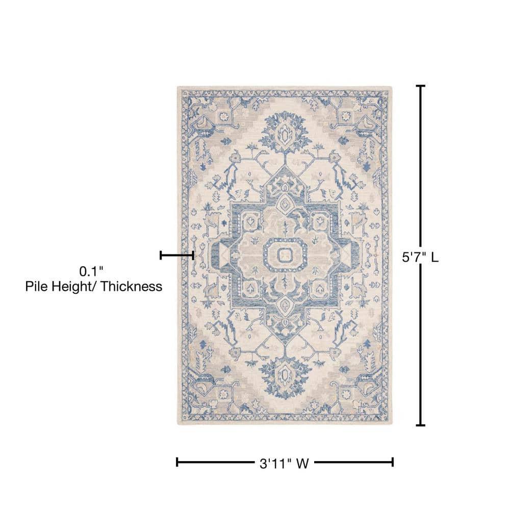 Micro-Loop MLP503 Hand Tufted Indoor Area Rug - Ivory/Blue - 4'x6'- Safavieh