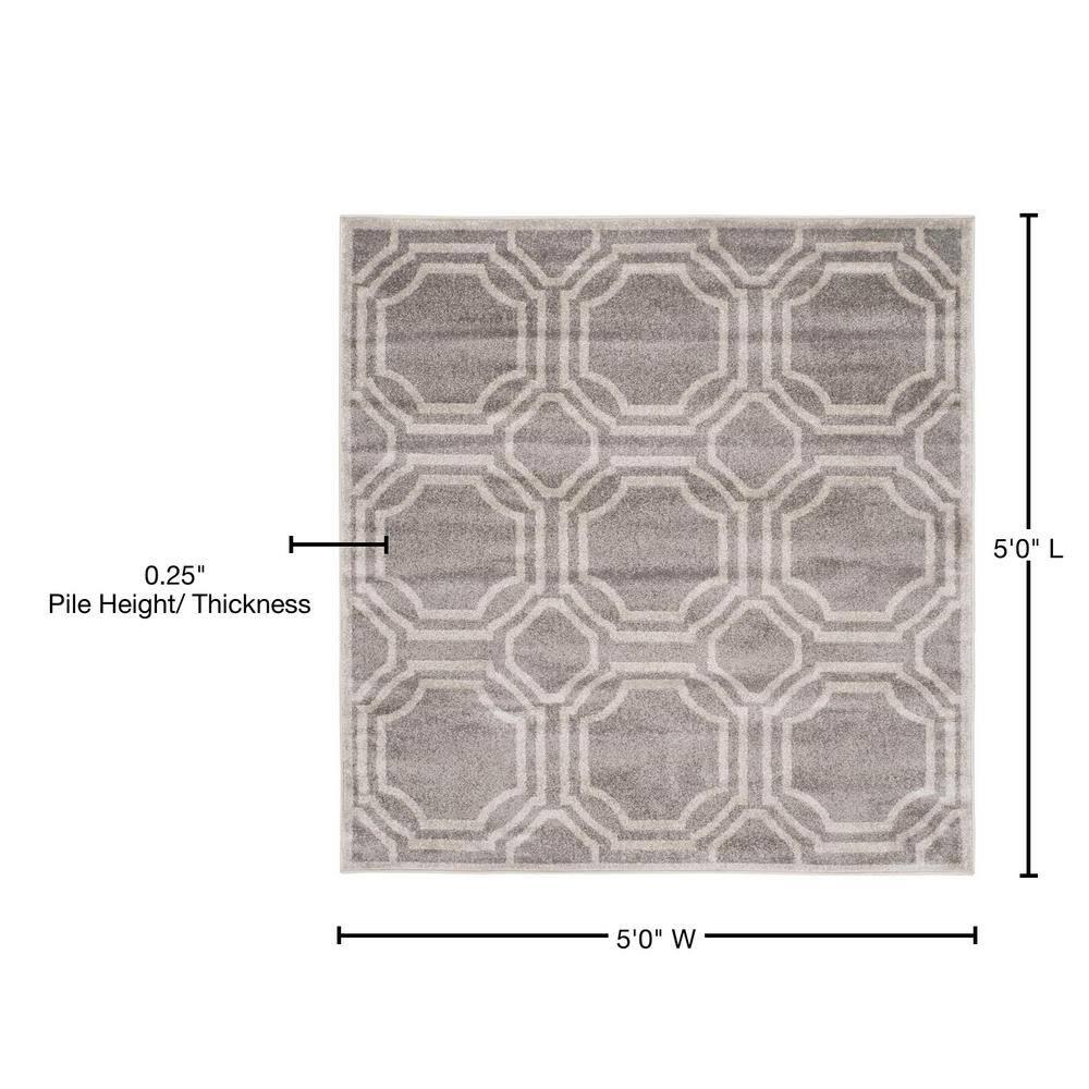 Amherst AMT411 Power Loomed Area Rug - Grey/Light Grey - 5'x5' - Safavieh.