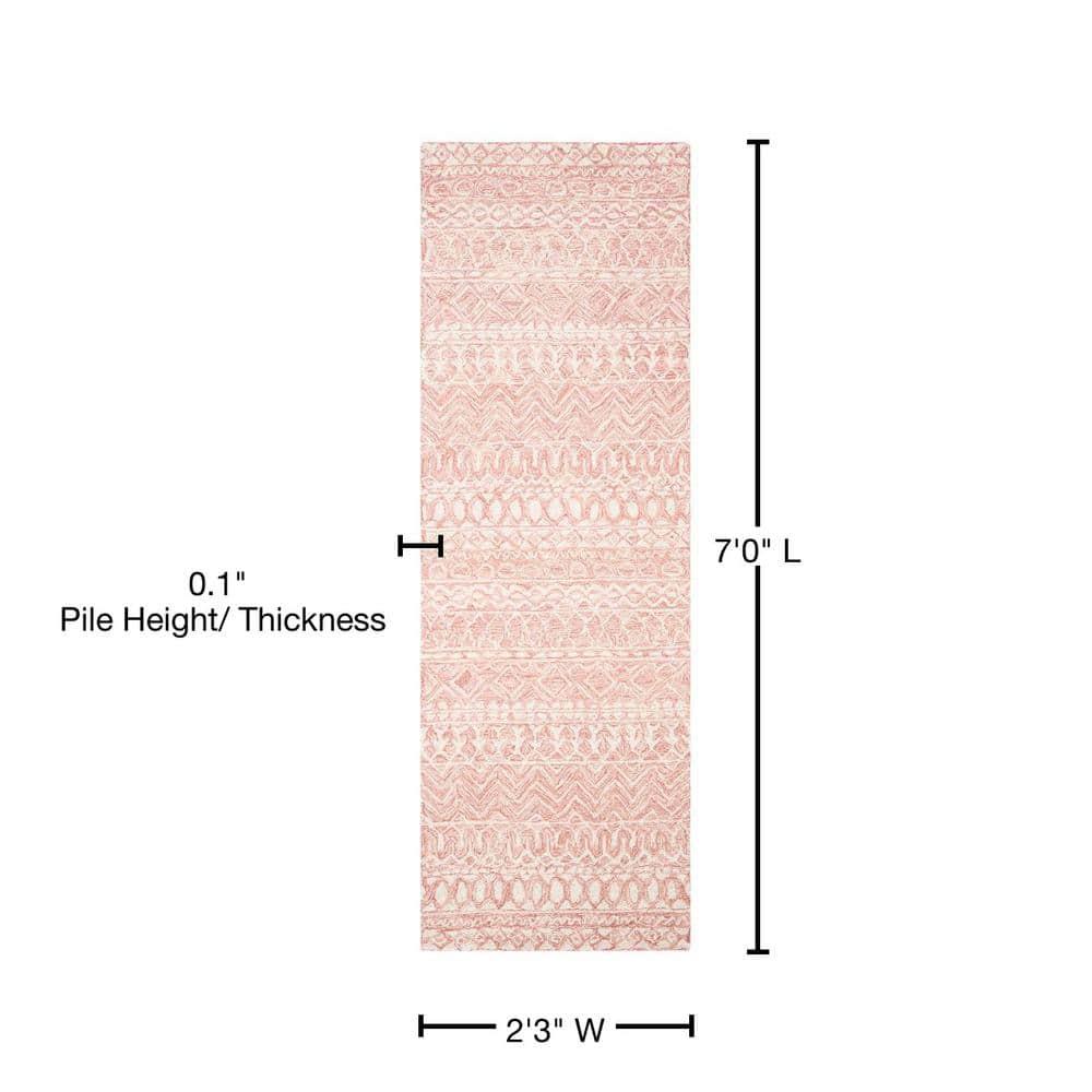 Micro-Loop MLP502 Hand Tufted Indoor Runner Rug - Pink/Ivory - 2'3"x7' - Safavieh