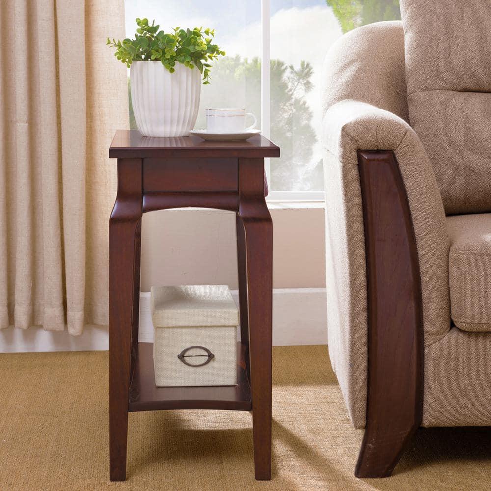 Leick Home Stratus Narrow Chairside Table in Heartwood Cherry