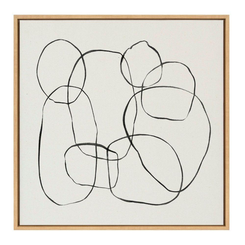 Kate and Laurel Sylvie Dancing Circles Framed Canvas by Teju Reval of SnazzyHues, 30x30, Natural