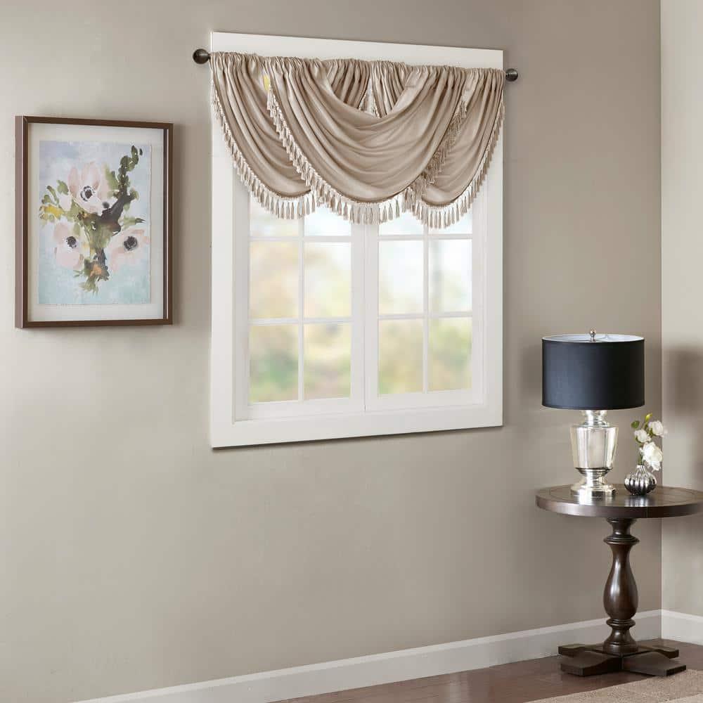 Madison Park Elena Faux Silk Waterfall Embellished 38'' W Window Valance